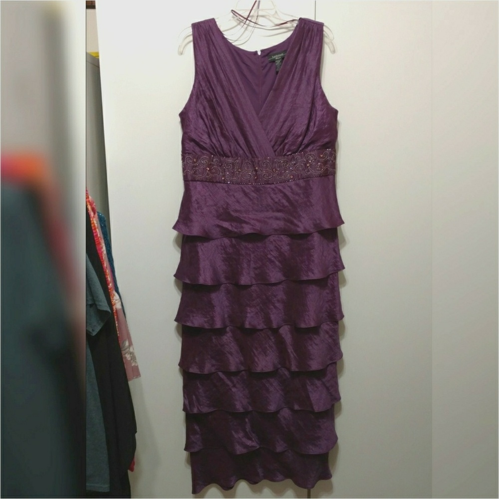 Purple Ruffle Formal Sleeveless Dress